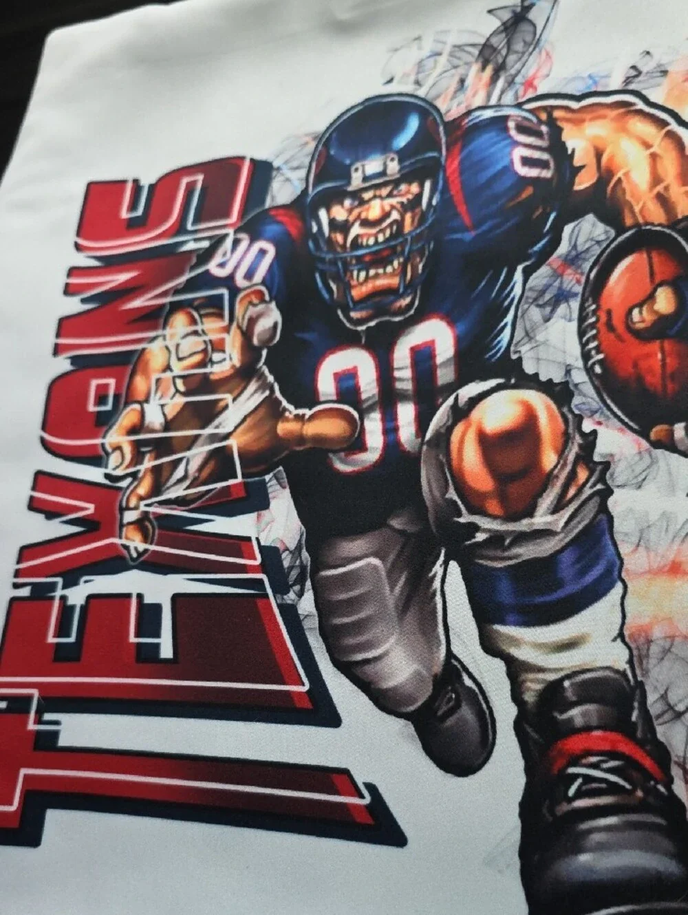 Cartoon Football Player Graph Throw Pillowcase - Red, Blue, White